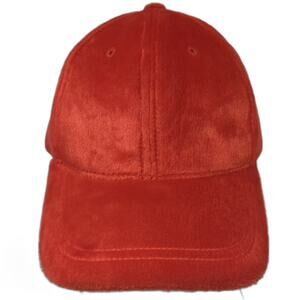 microfurr Red Fuzzy Faux Fur Baseball Cap Hat Strapback OS Adjustable Blank